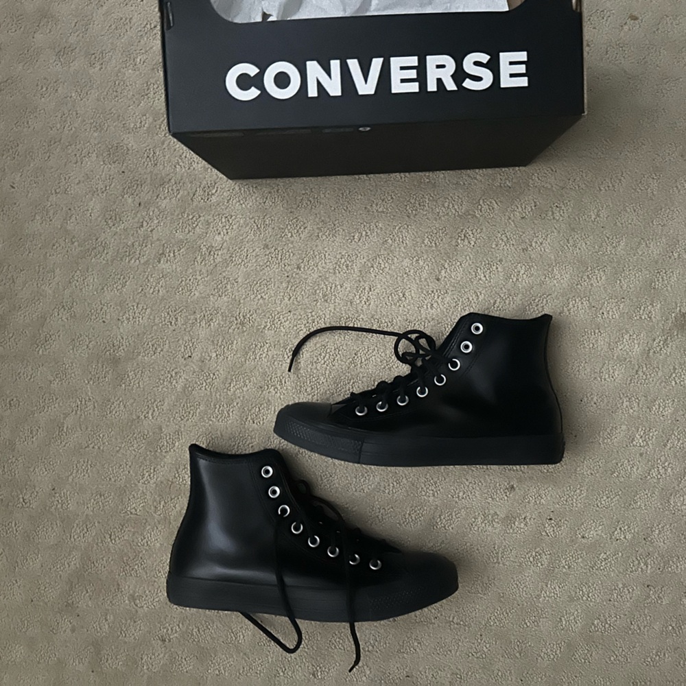 Converse Black Leather High-Top Sneakers Unisex